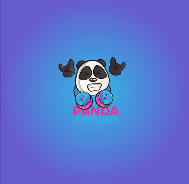 Panda-kopfhörer-vektor-logo-design-vorlage