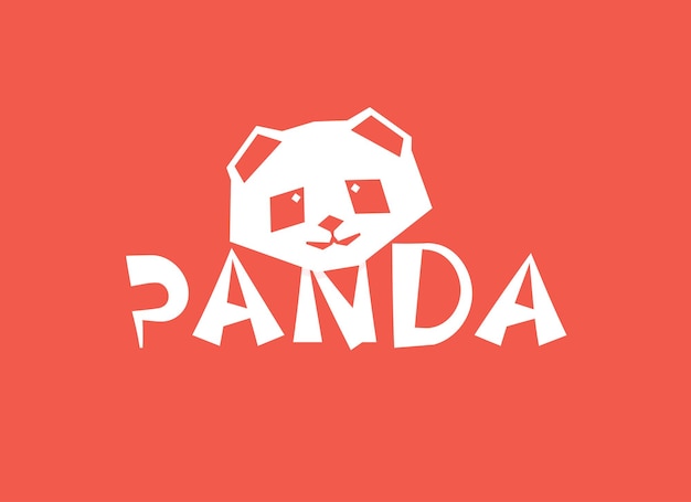 Panda-logo-design chinesische bärenkopf silhouette geometrischen stil isoliert vektor-illustration