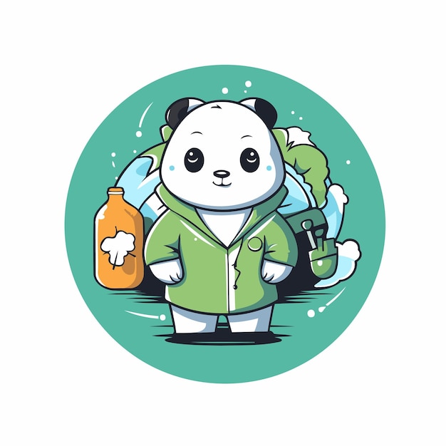 Panda mit einer milchflasche vektor-cartoonfigur-illustration