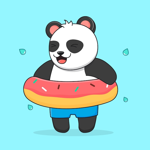 Panda mit schwimmring