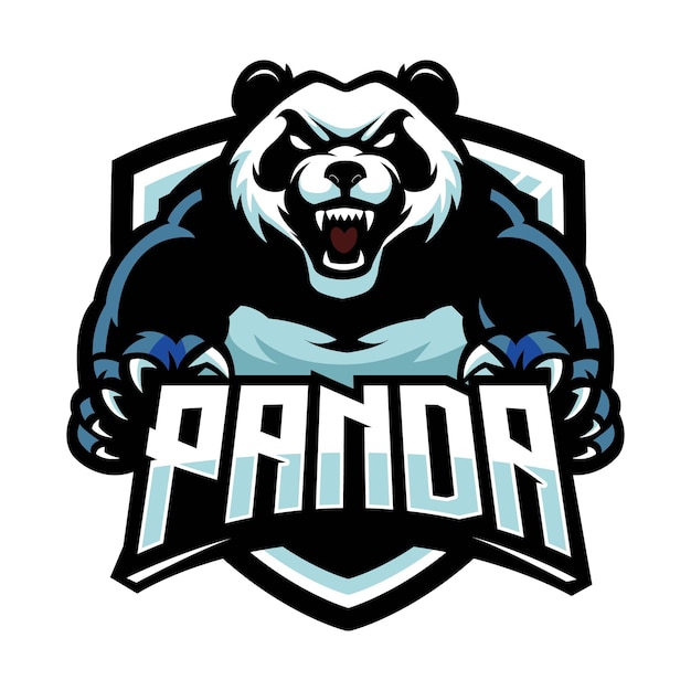 Panda-sport-maskottchen-logo mit text