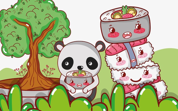 Panda und japanisches essen