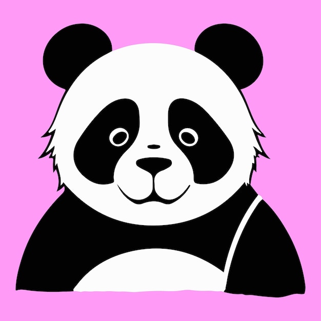 Panda-Vektorillustration Der Kopf eines großen Pandas auf einem rosa Hintergrund