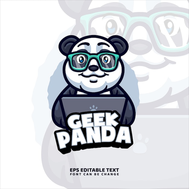 Panda working mascot logo vorlage