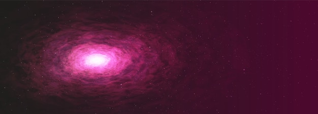 Vektor panorama realistische rosa milchstraße spirale auf galaxie hintergrund, universum konzept