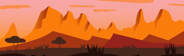 Panoramische Landschaft heiße Wüste, Sanddünen - Vektorillustration