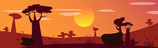 Panoramische Landschaft heiße Wüste, Sanddünen - Vektorillustration