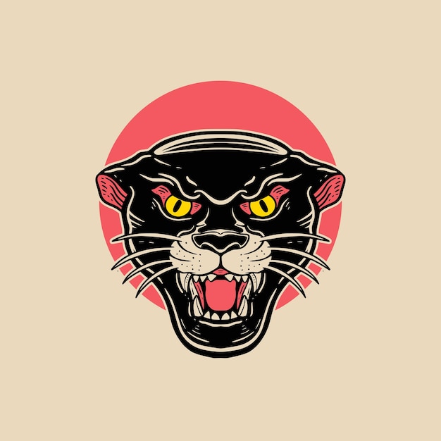 Vektor panther design old school tattoo illustration