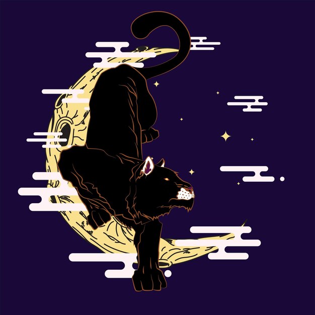 Panther-illustrationsdesign für sukajan ist ein gemeines japanisches traditionelles tuch oder t-shirt