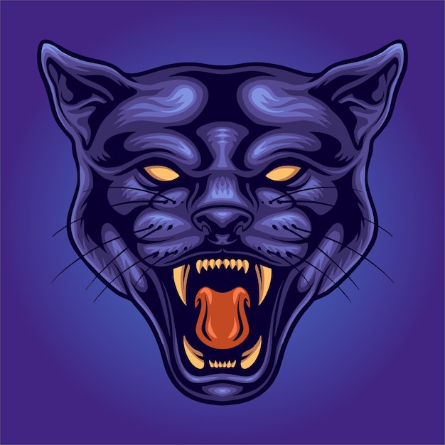 Panther-kopf-logo-maskottchen-illustration