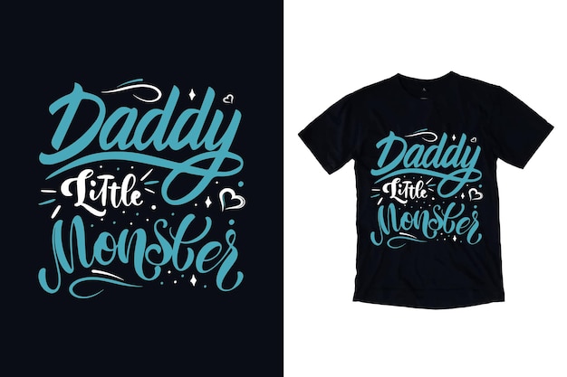 Vektor papa kleines monster typografie t-shirt design