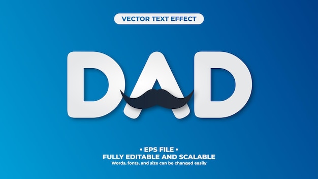 Papa minimalistischer 3d-bearbeitbarer texteffekt