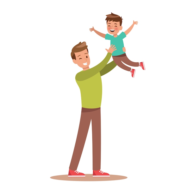 Papa und Sohn spielen