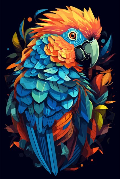 Papagei farbenfrohe aquarelle glasmalerei zeichentrickfilm clipart tier tierfigur