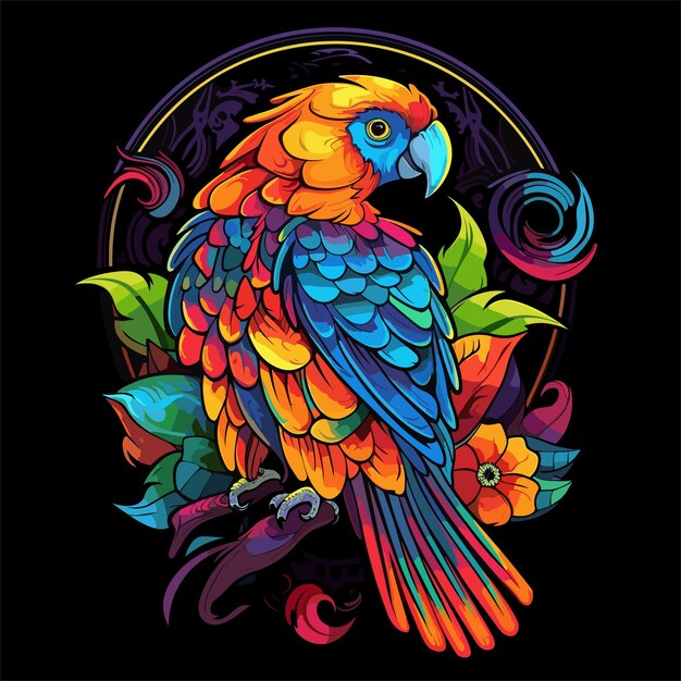 Vektor papagei farbenfrohe illustration zeichentrick-clipart tier tierfigur