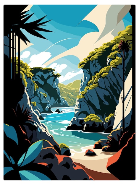 Paparoa nationalpark neuseeland vintage reiseposter souvenir postkarten porträtmalerei wpa