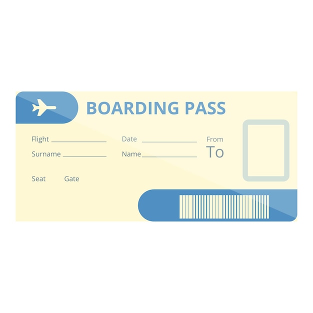 Papier-boarding-pass-symbol karikatur von papier-boards-pass-vektor-symbole für web-design isoliert auf weißem hintergrund