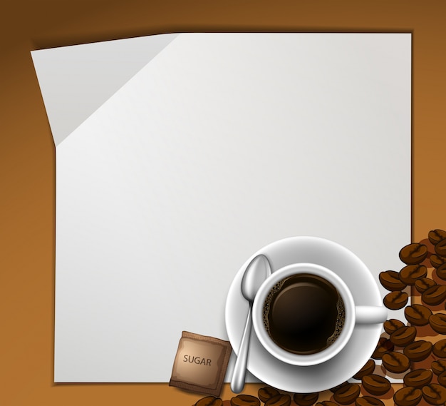 Papier-Design mit Tasse Kaffee Illustration