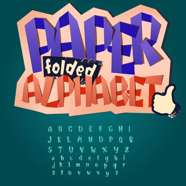 Vektor papier gefaltetes schulspaßalphabet