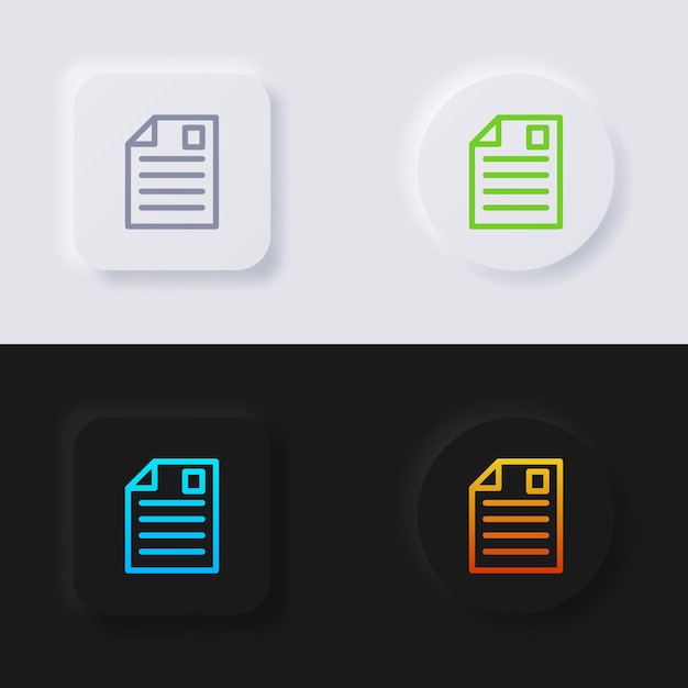Papier-Icon-Set, mehrfarbiger Neumorphismus-Button, weiches UI-Design für Webdesign.