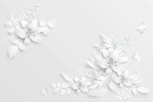 Vektor papierblume weiße lilien aus papier vektor-illustration geschnitten
