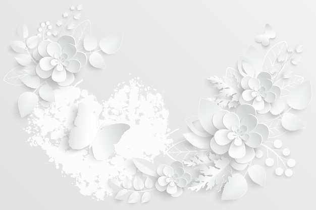 Vektor papierblume weiße rosen aus papier vektor-illustration geschnitten