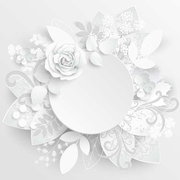 Papierblume weiße rosen aus papier vektor-illustration geschnitten
