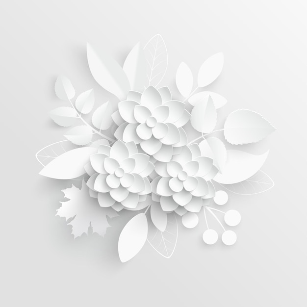 Vektor papierblume weißer lotus aus papier geschnitten hochzeitsdekoration dekorativer brautstrauß