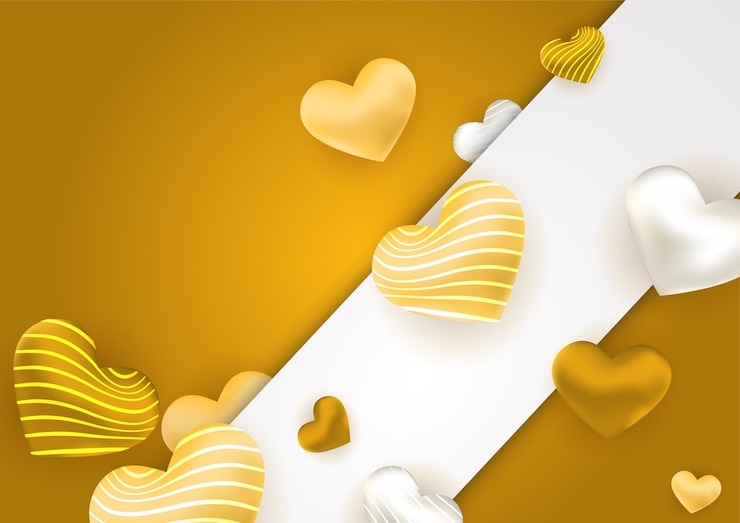 Vektor papierelemente in form von herzen, die auf goldenem hintergrund fliegen. vektorsymbole der liebe für glückliche frauen, muttertag, valentinstag, geburtstagsgrußkartendesign