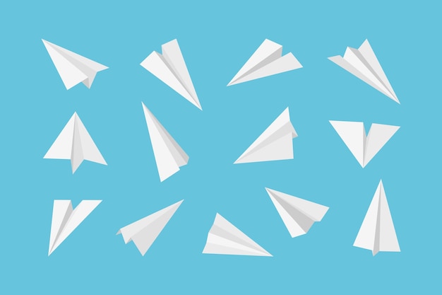 Papierflieger. Raketen Jet Flugzeug Lufttransport aus Papier 3d Origami-Stil Sammlung.