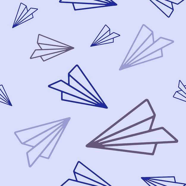 Vektor papierflieger zeichnen ein nahtloses muster