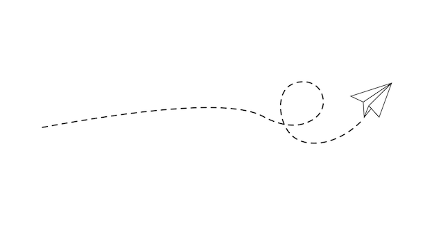 Vektor papierfliegerroute mit gestrichelter linie