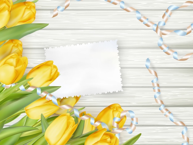 Papierkarte mit tulpen.