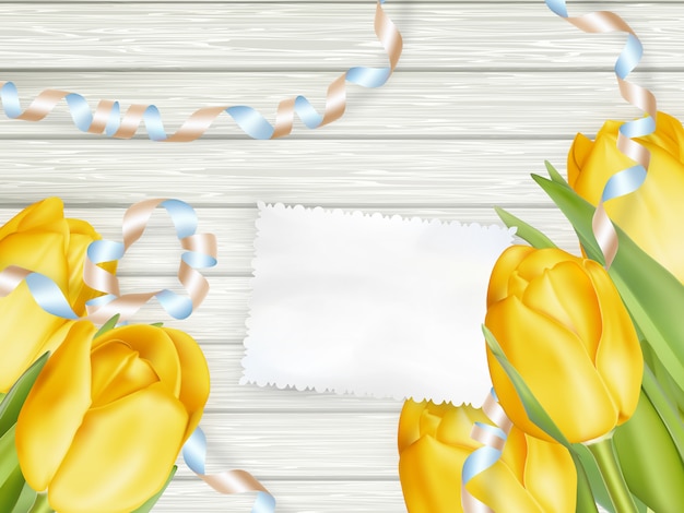 Papierkarte mit tulpen.