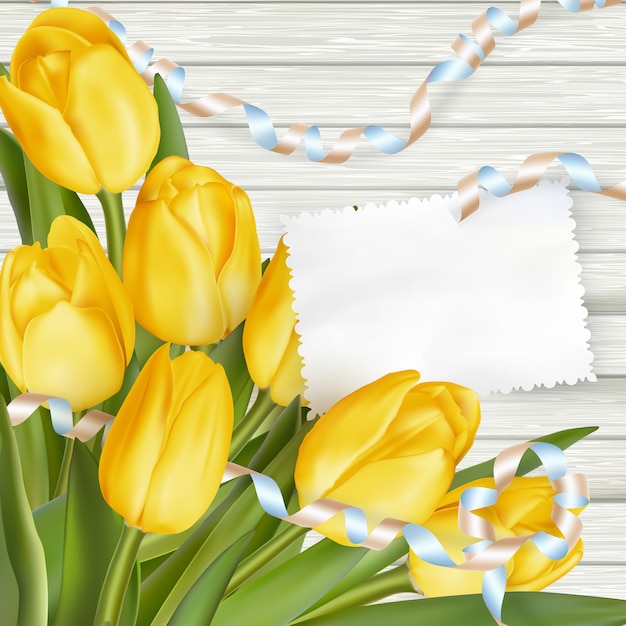 Papierkarte mit tulpen.