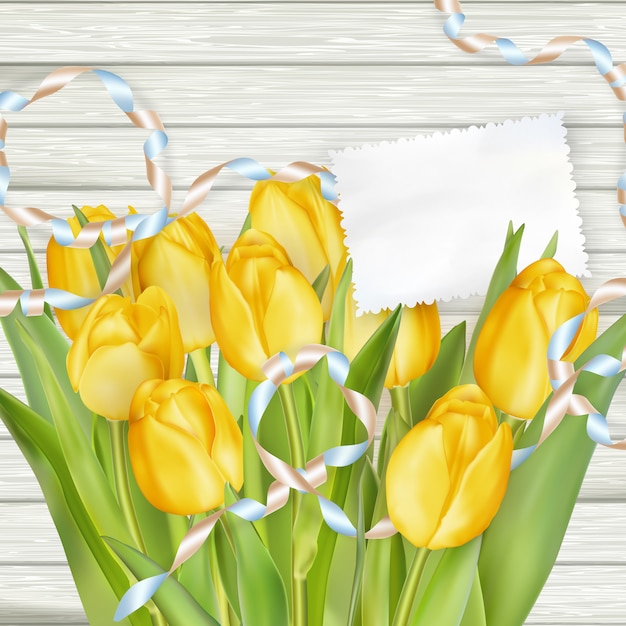 Papierkarte mit tulpen.