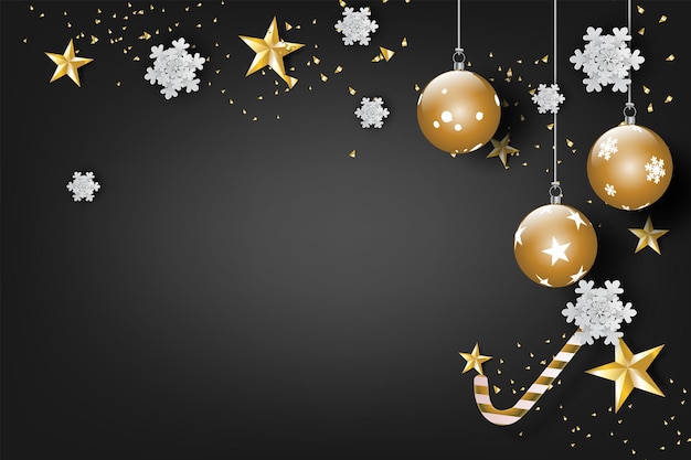Papierkunst der frohen Weihnachten und des guten Rutsch ins neue Jahr 2019 mit schwarzem Farbhintergrund Vektordesign für Grußkarten, Flyer, Einladungen, Poster, Broschüren, Banner, Kalender, Geschenk