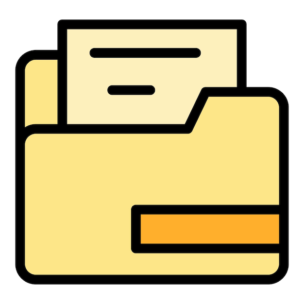Papierordner-Symbol-Umrissvektor Dateidokument Geschäftsformularfarbe flach