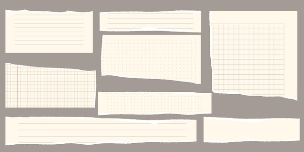 Papierreste zerrissene Papierstücke mit zerrissenen Rändern für Notizen realistische zerrissenes Stückchen leerer Notizen