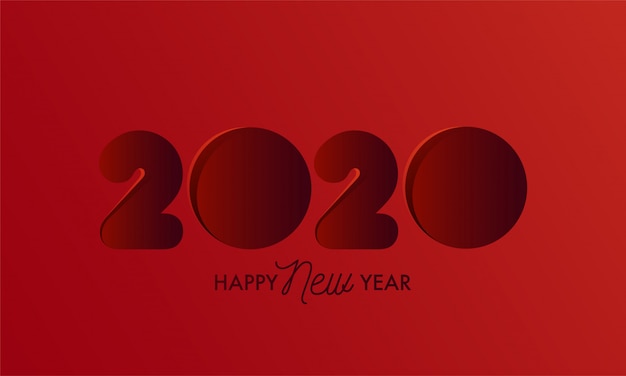 Papierschnitt-Art 2020 auf rotem Hintergrund