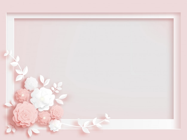 Papierschnitt weiße Blume und Rose