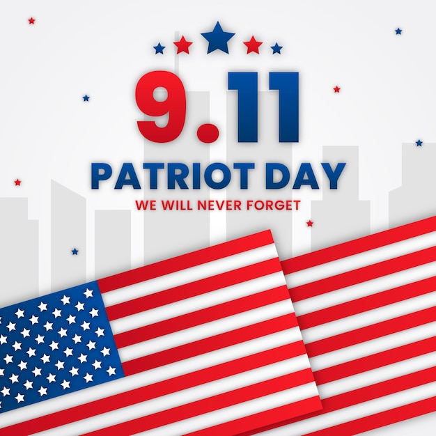 Vektor papierstil 9.11 patriot day illustration