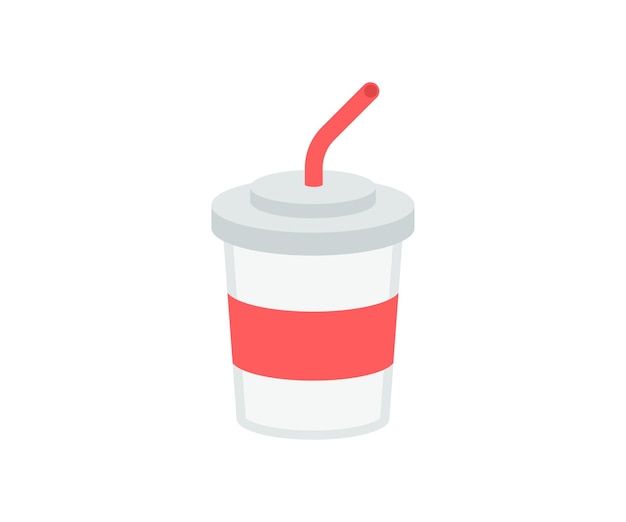 Pappbecher mit Strohhalm. Vektor-isoliertes Emoticon-Fast-Food-Cup-Symbol