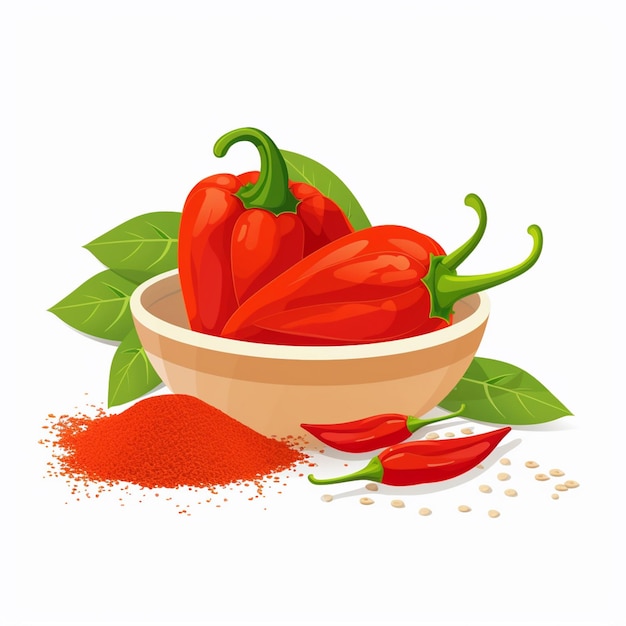 Paprika, Pfeffer, Lebensmittelvektor, isoliertes heißes Gemüse, rote Kochzutat, scharfes Chili-Whefe