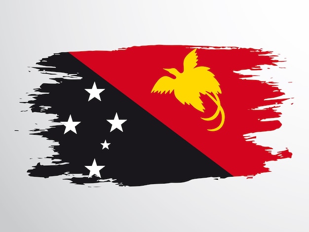 Papua-neuguinea-flagge handgezeichnet mit pinsel