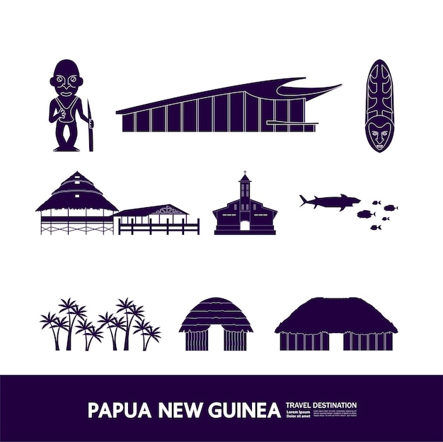 Papua-neuguinea-reiseziel-vektorillustration.