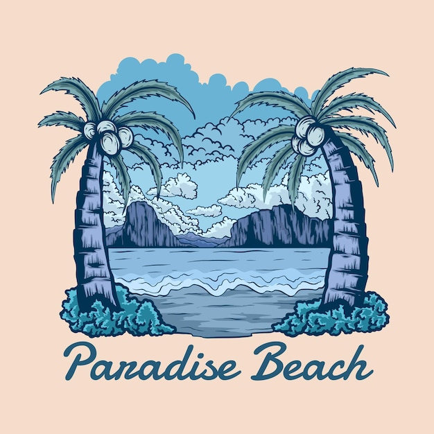 Paradise Beach Vintage T-Shirt-Design