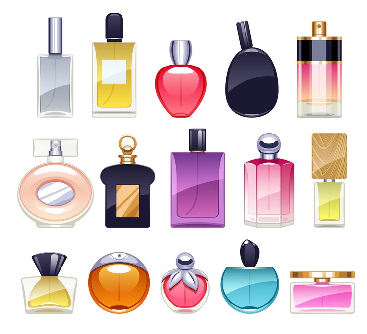 Vektor parfümflaschenikonen setzen illustration. parfüm. eau de toilette.