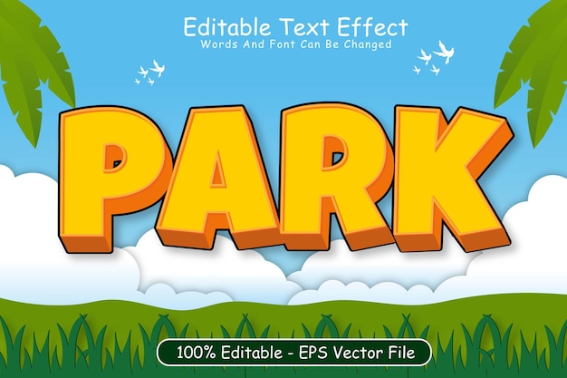 Park bearbeitbarer texteffekt 3-dimensionaler relief-cartoon-stil