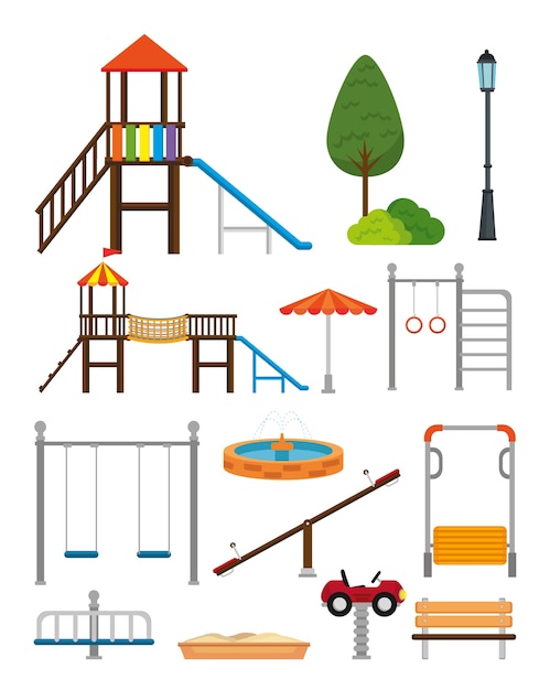 Park mit kinderzonenszenenvektor-illustrationsdesign